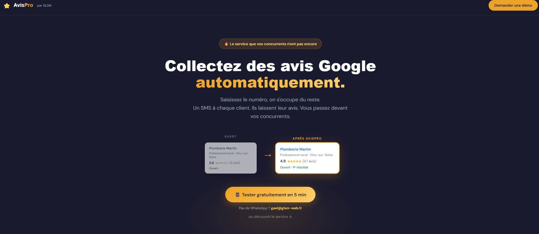 AvisPro : plateforme d'automatisation de collecte d'avis Google par SMS