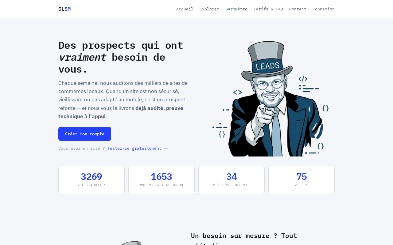 GLSM Hub : plateforme d'audit du web local et de prospects B2B qualifiés